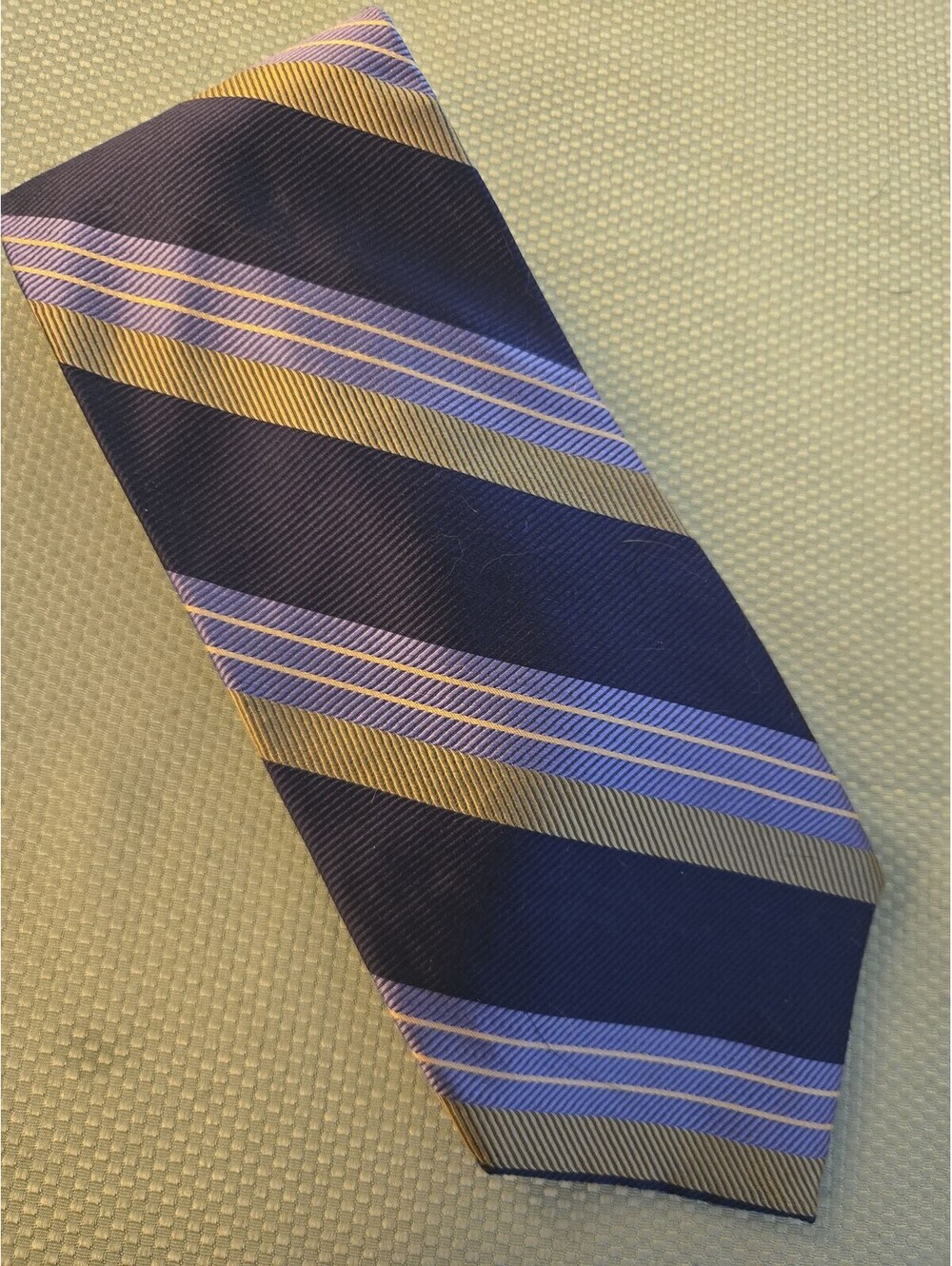 Jos. A. Bank Blue and Gold Striped Silk Necktie - Picture 4 of 7